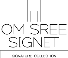 Om Sree Signet Signature Collection logo with minimalist design and vertical lines