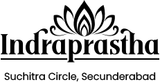 Indraprastha logo with lotus flower design and Suchitra Circle, Secunderabad address