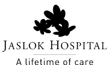 Jaslok Hospital logo featuring black flowers with tagline 'A lifetime of care'