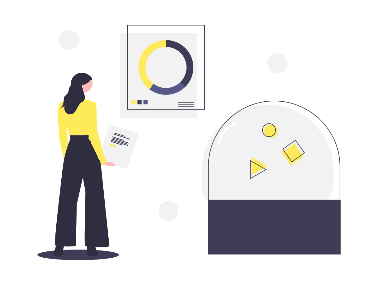 Professional woman analyzing data visualization with charts and graphs for business analytics and digital marketing strategy