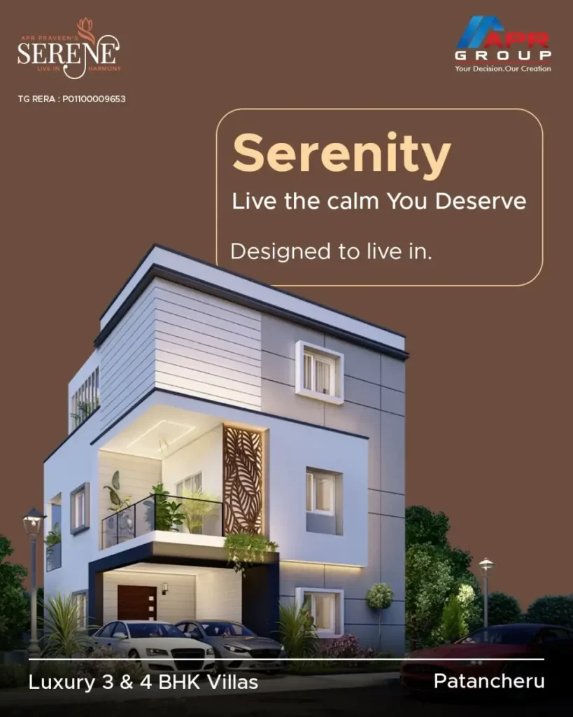 Aps Group Serene luxury 3 4 BHK villa in Patancheru with modern architecture and landscaping