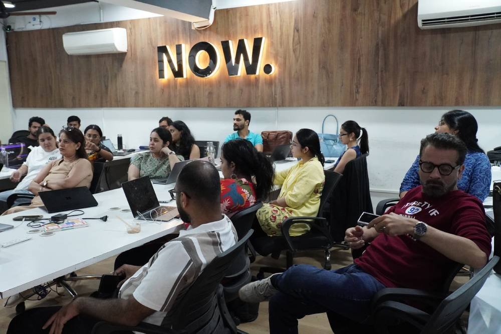 Digital marketing team training session at Digital Mojo Hyderabad office with diverse professionals